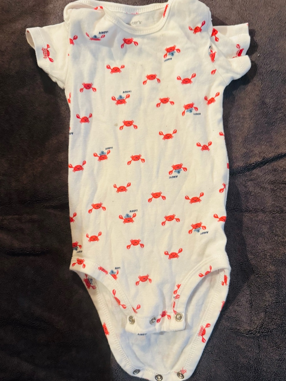 Carter's White One-Piece Bodysuit with Red Crab Print